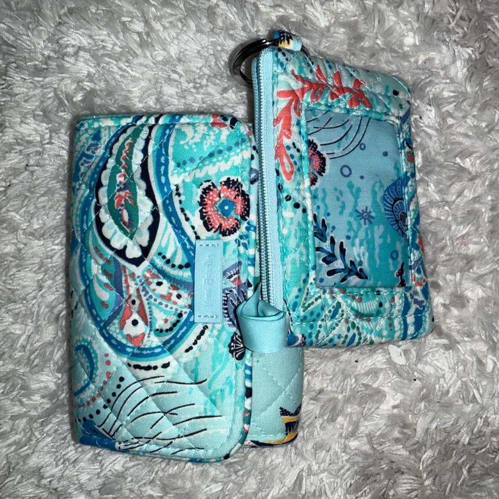 Vera Bradley Aqua and Coral Patterned Wallet